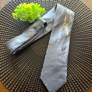 Oscar de la Renta Mens Tie Grey Pattern Vintage Formal Marble